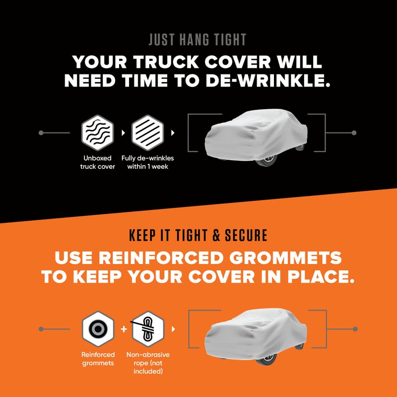 Budge Duro Truck Cover, 3-Layer UV, Water & Dust Resistant Outdoor Protection, Fits Standard Cab Trucks up to 237 Inches, Gray - Image 5